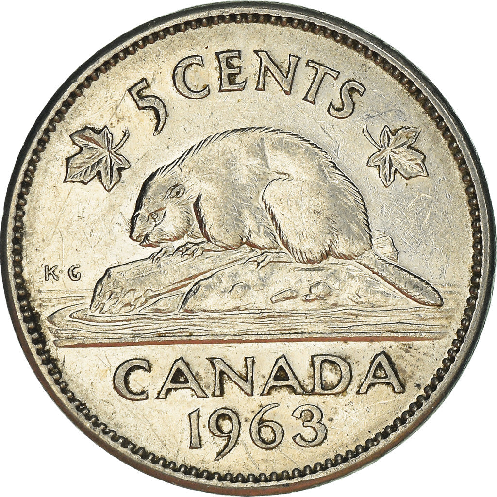 Canada Coin Canadian 5 Cents | Queen Elizabeth II | Beaver | Maple Leave | KM57 | 1963 - 1964