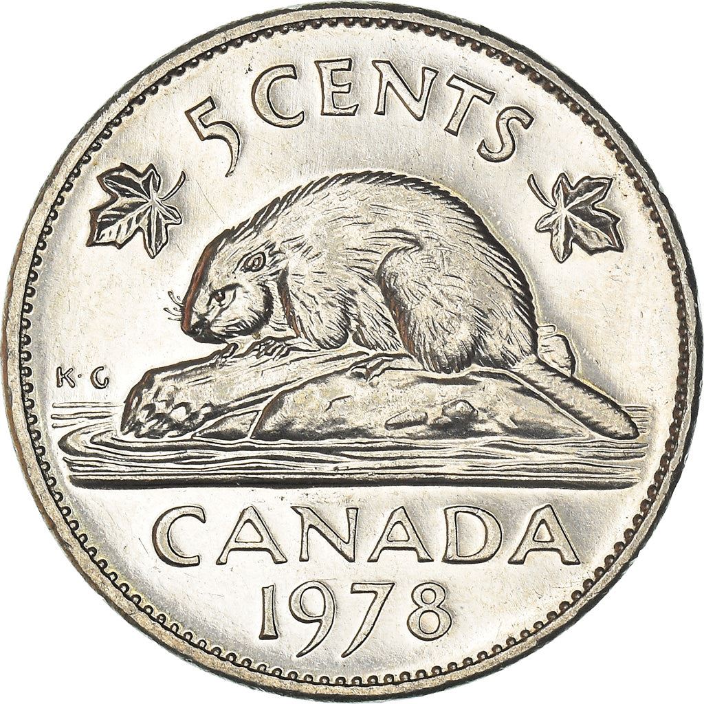 Canada Coin Canadian 5 Cents | Queen Elizabeth II | Beaver | Maple Leave | KM60.1 | 1965 - 1981