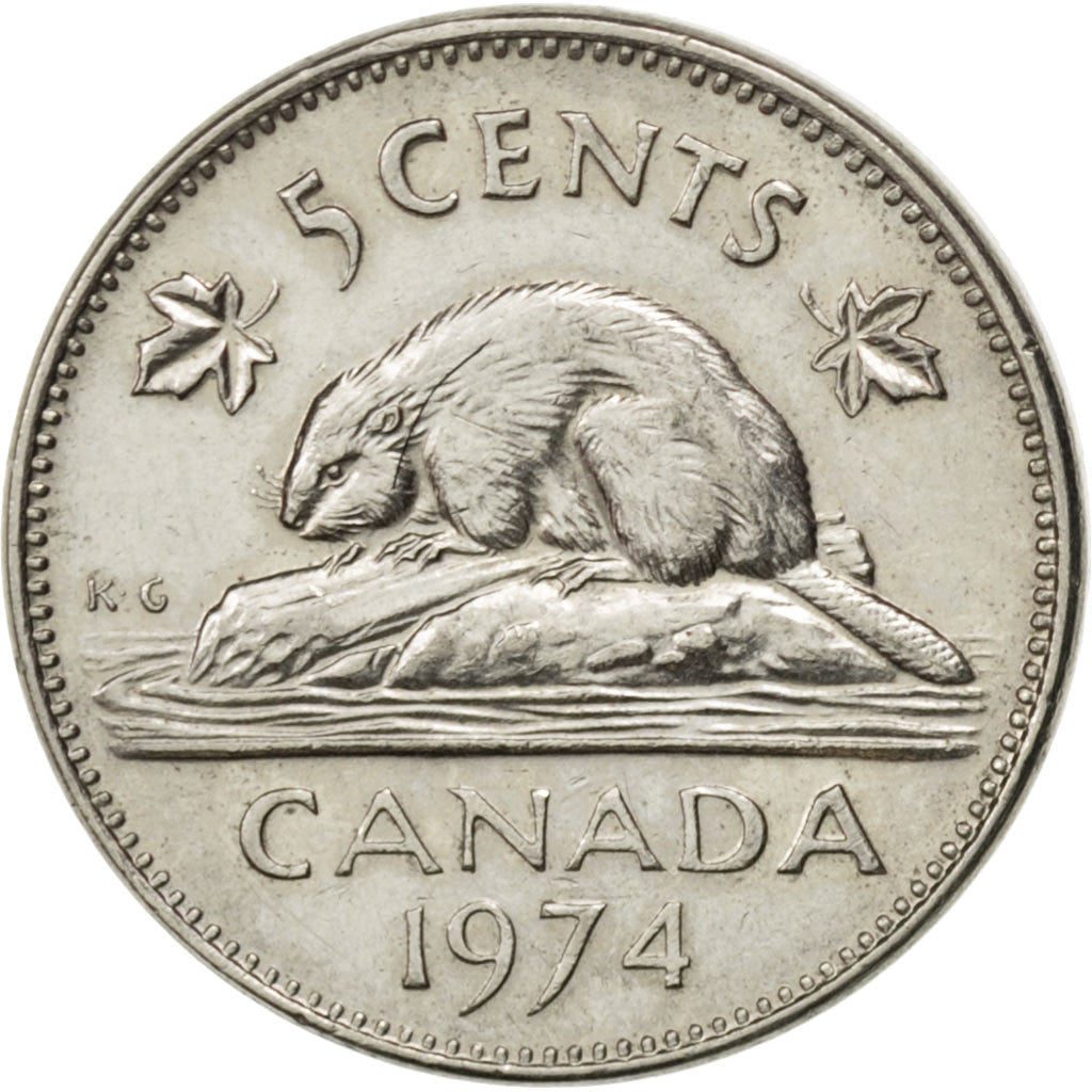 Canada Coin Canadian 5 Cents | Queen Elizabeth II | Beaver | Maple Leave | KM60.1 | 1965 - 1981