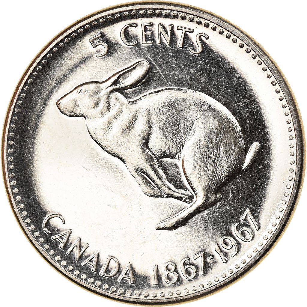 Canada Coin Canadian 5 Cents | Queen Elizabeth II | Rabbit | KM66 | 1967