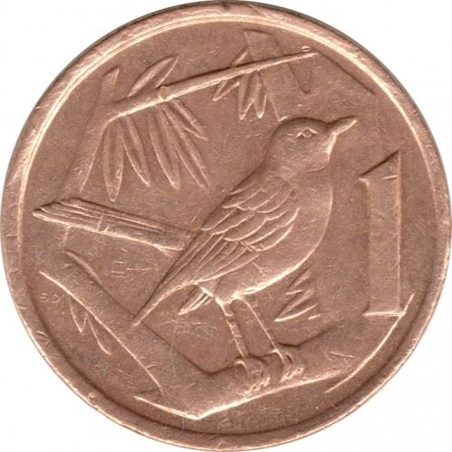 Cayman Islands | 1 Cent Coin | Grand Cayman Thrush | Elizabeth II | Km:1 | 1972 - 1986