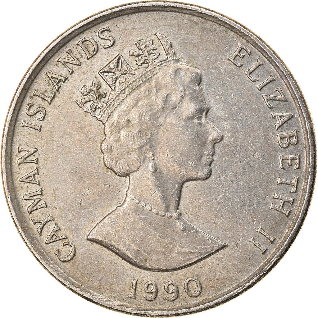 Cayman Islands | 25 Cents Coin | Schooner "Kirk B" | Elizabeth II | Km:90 | 1987 - 1990