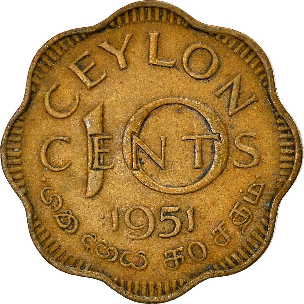 Ceylon | 10 Cents Coin | King George VI | KM121 | 1951