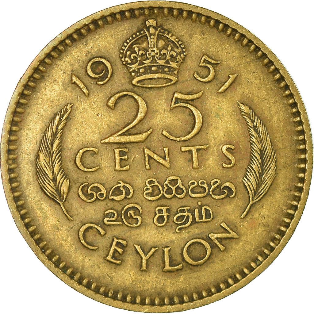 Ceylon | 25 Cents Coin | King George VI | KM122 | 1951