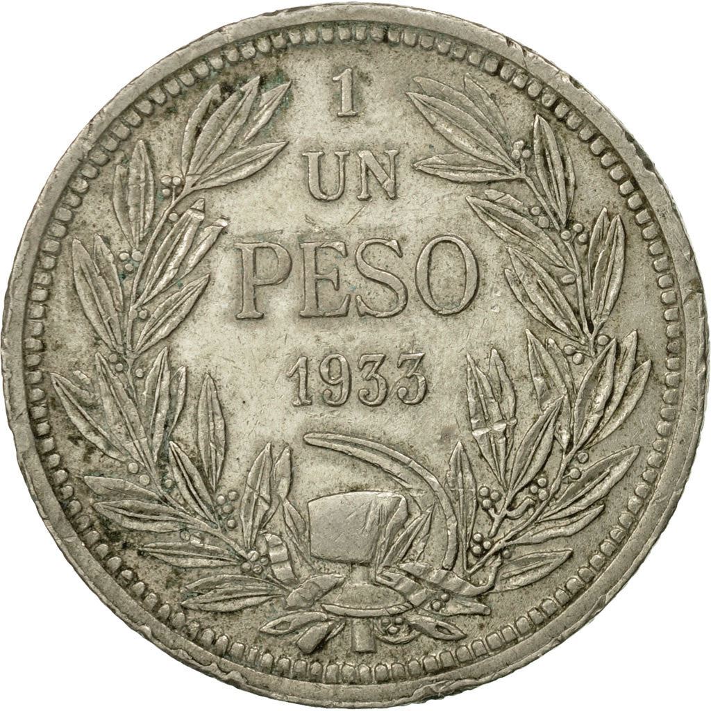 Chile | 1 Peso Coin | Andean Condor on Rock | KM176 | 1933 - 1940