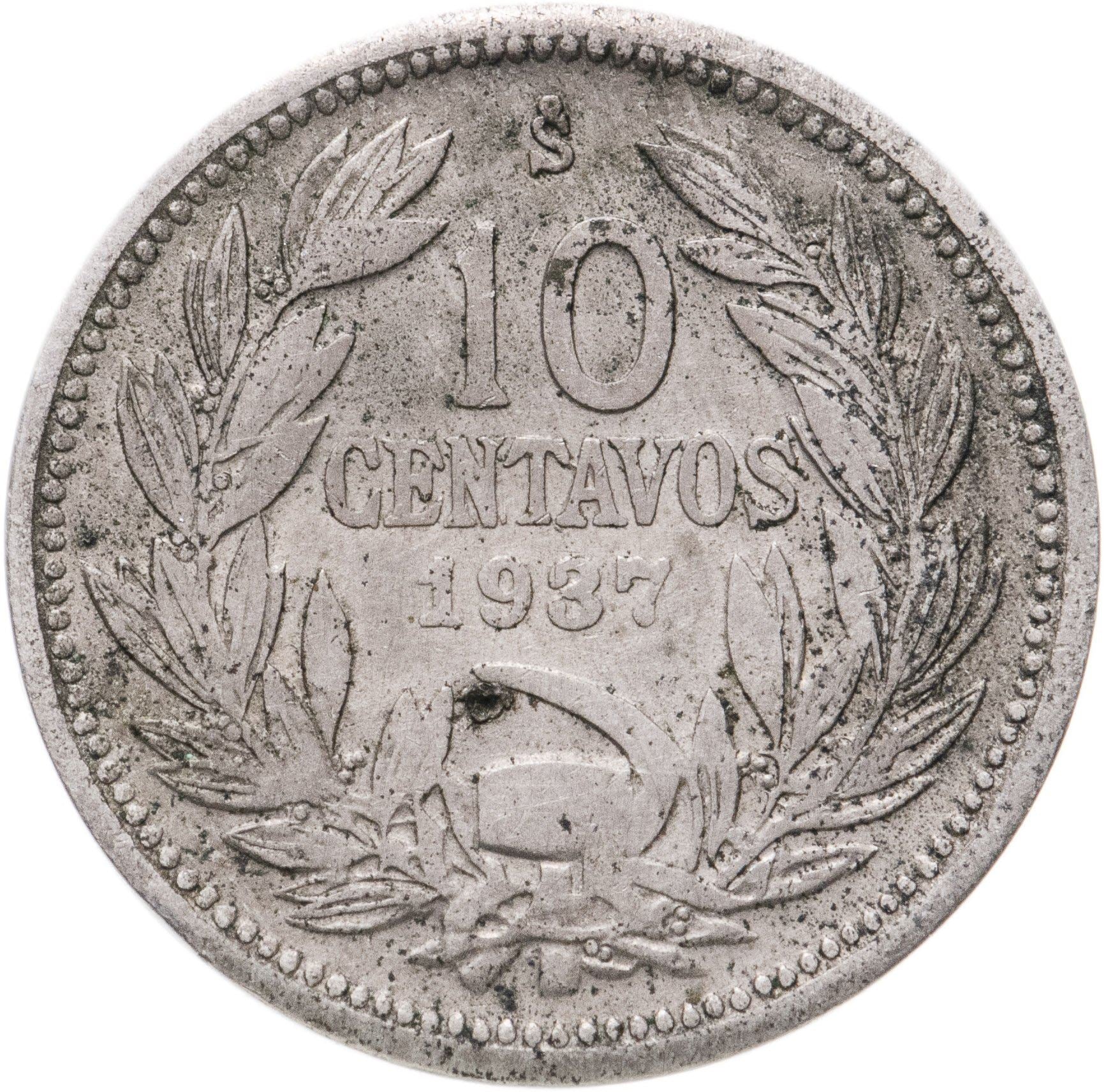 Chile 10 Centavos Coin | KM166 | 1920 - 1941