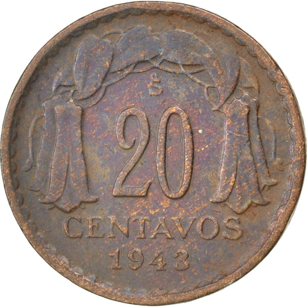 Chile | 20 Centavos Coin | KM177 | 1942 - 1953