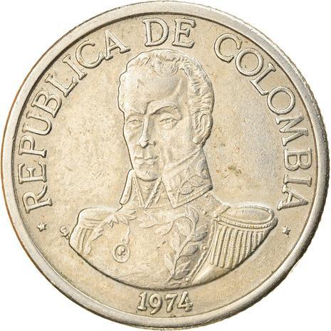 Colombia 1 Peso | Simon Bolivar | Corn cobs Coin | 1974 - 1981