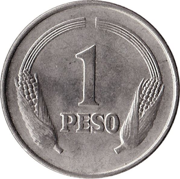 Colombia 1 Peso | Simon Bolivar | Corn cobs Coin | 1974 - 1981