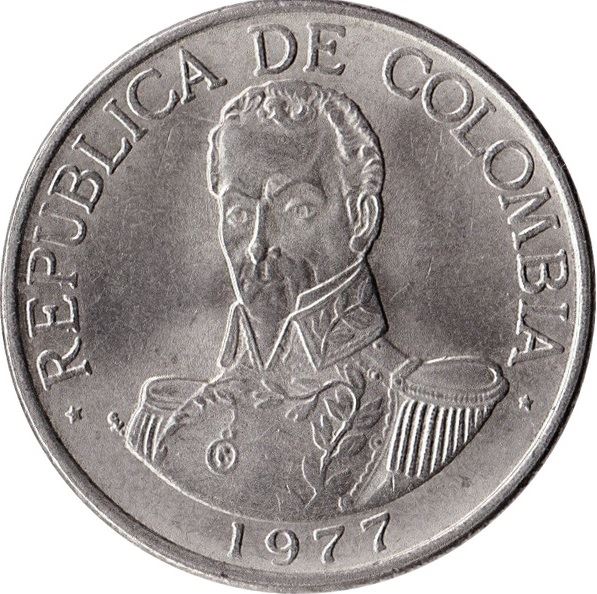 Colombia 1 Peso | Simon Bolivar | Corn cobs Coin | 1974 - 1981