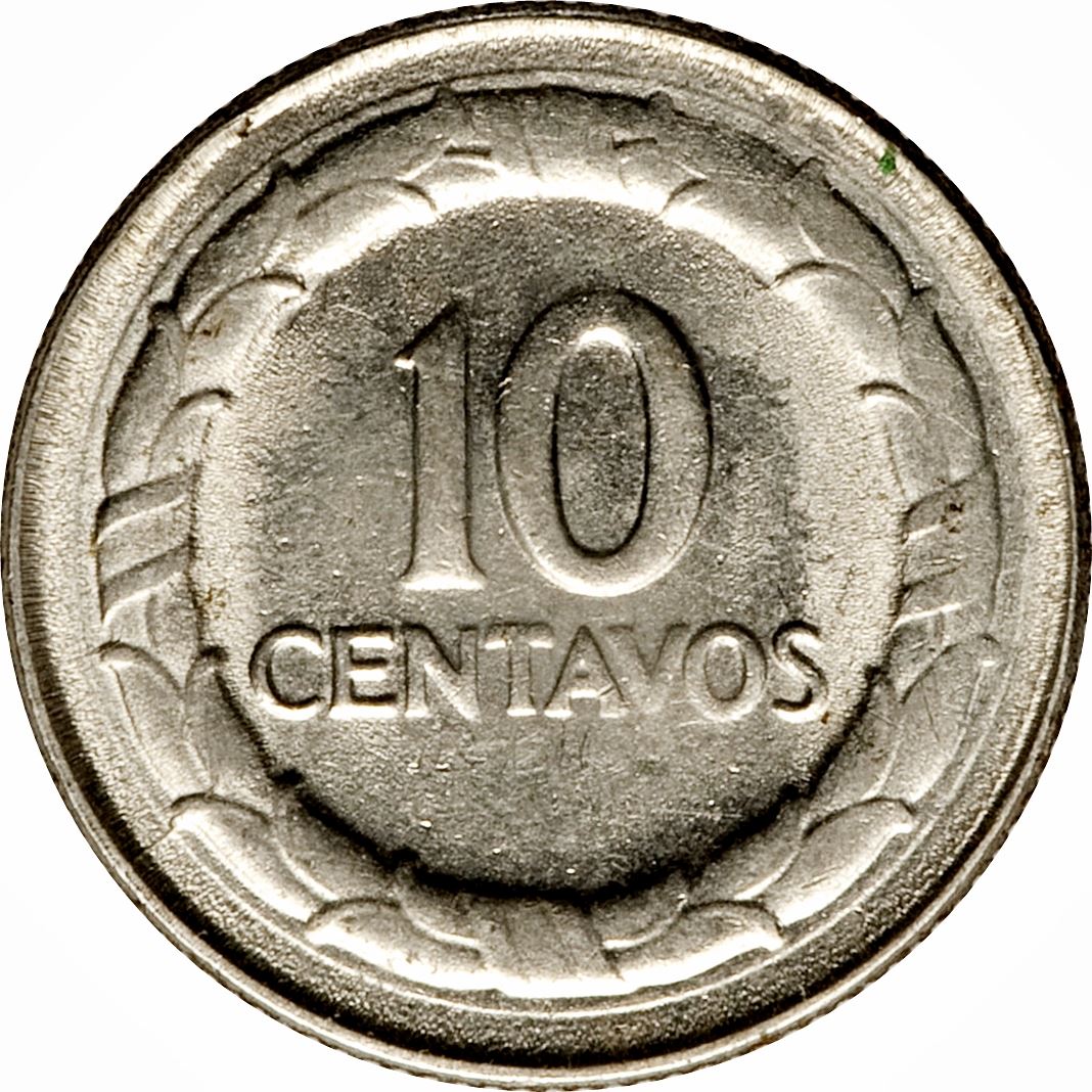 Colombia 10 Centavos Coin | Francisco de Paula Santander | 1967 - 1969