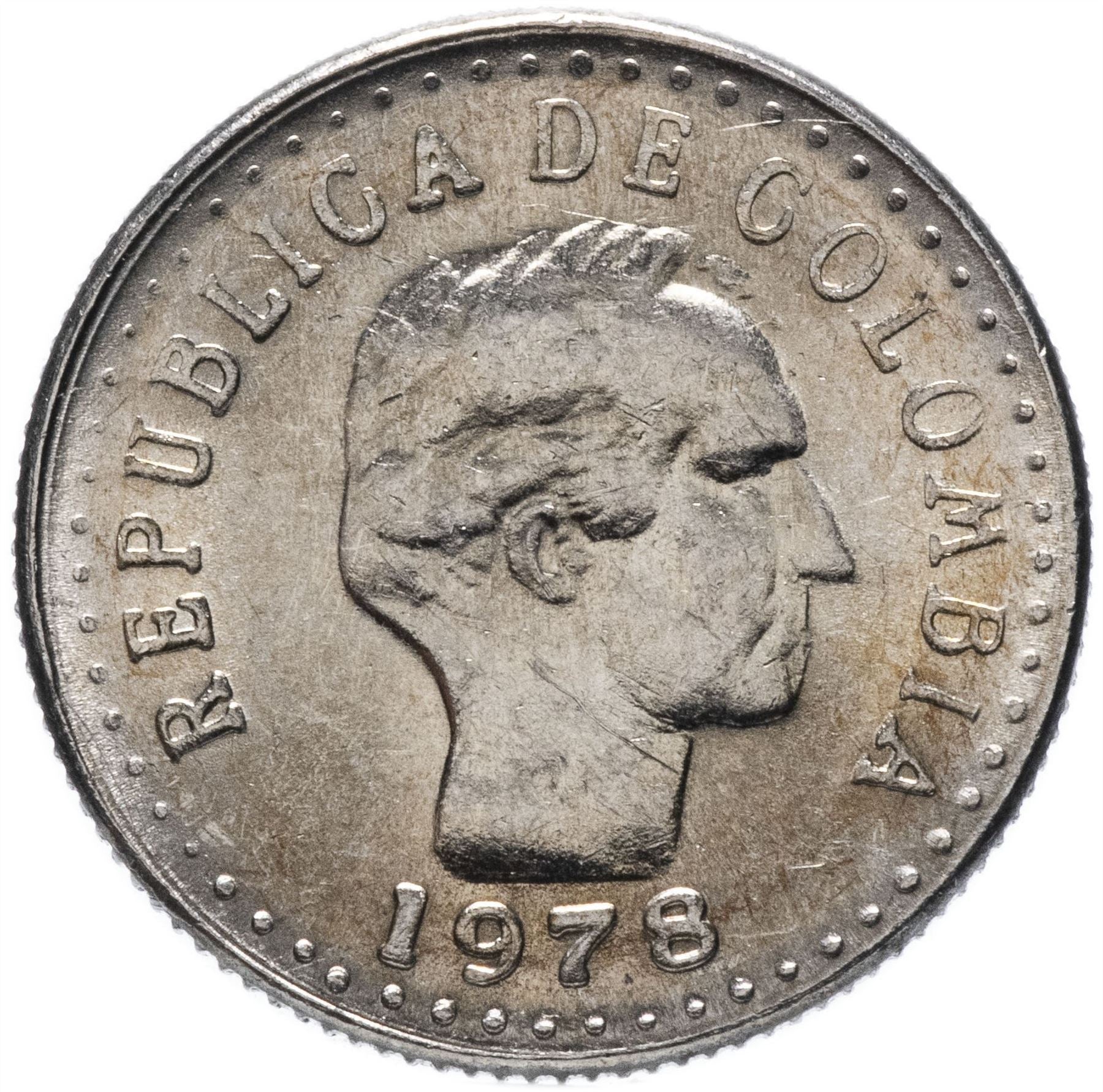 Colombia 10 Centavos Coin | Francisco de Paula Santander | 1972 - 1980