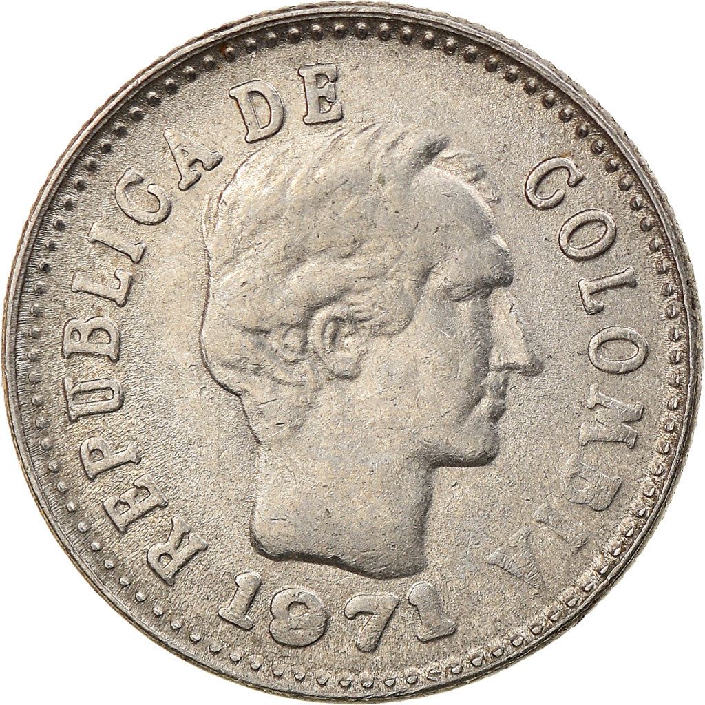 Colombia 10 Centavos Coin | Francisco de Paula Santander | Wreath Coin | 1969 - 1971