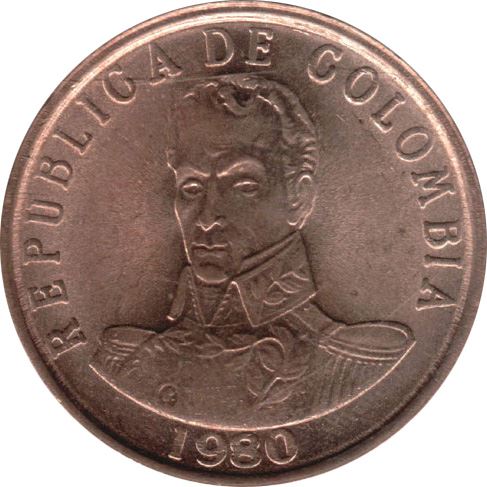 Colombia 2 Pesos | Simón Bolívar | Olives branches Coin | 1977 - 1988