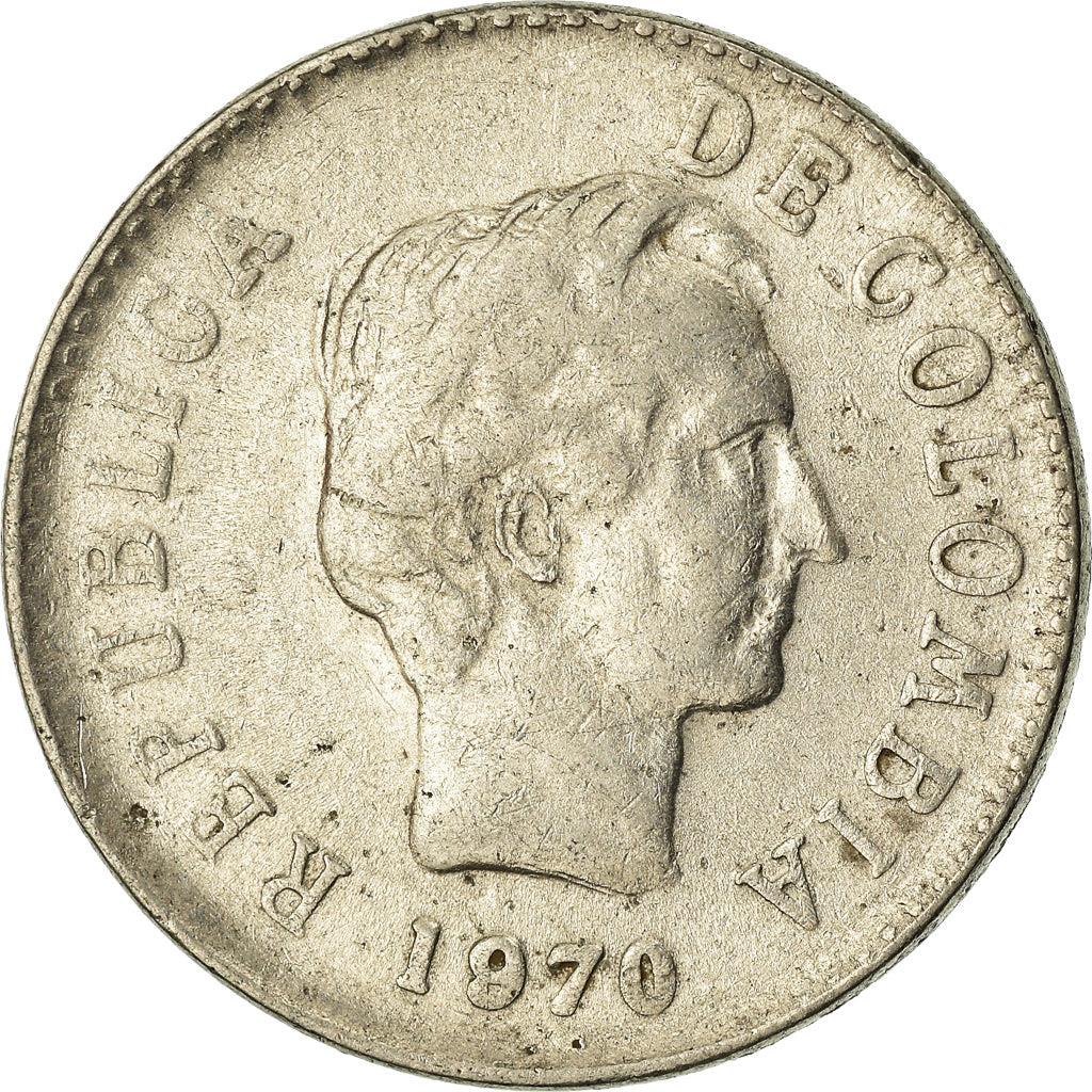 Colombia | 20 Centavos Coin | Francisco de Paula Santander | Wreath Coin | 1969 - 1970