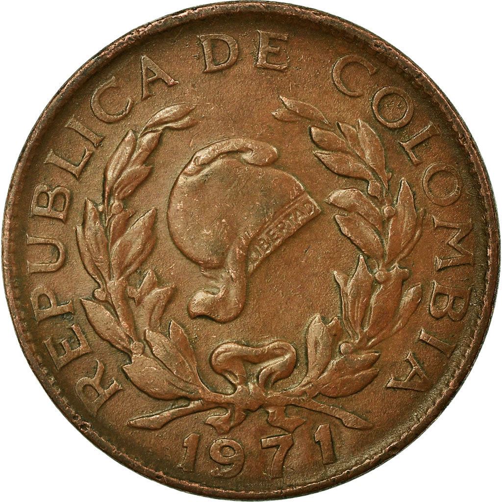 Colombia 5 Centavos Coin | Jacobin liberty cap | Coffee bean sprigs | 1967 - 1979