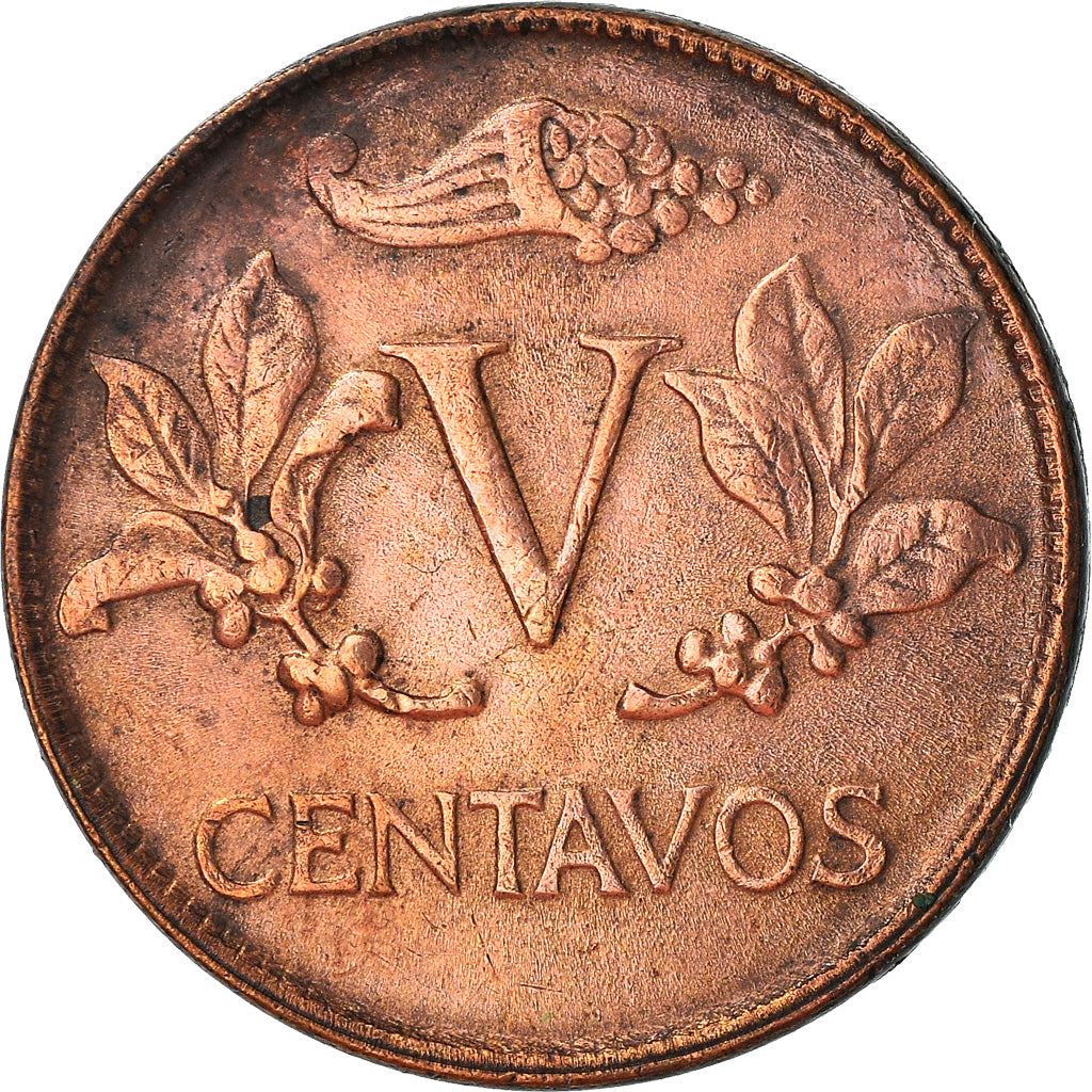 Colombia 5 Centavos Coin | Jacobin liberty cap | Coffee bean sprigs | 1967 - 1979