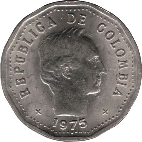 Colombia | 50 Centavos Coin | Francisco de Paula Santander | Wreath | 1970 - 1982