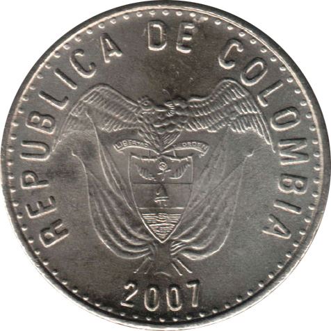 Colombia 50 Pesos | Liberty and Order | Wreath Coin | 1989 - 2012