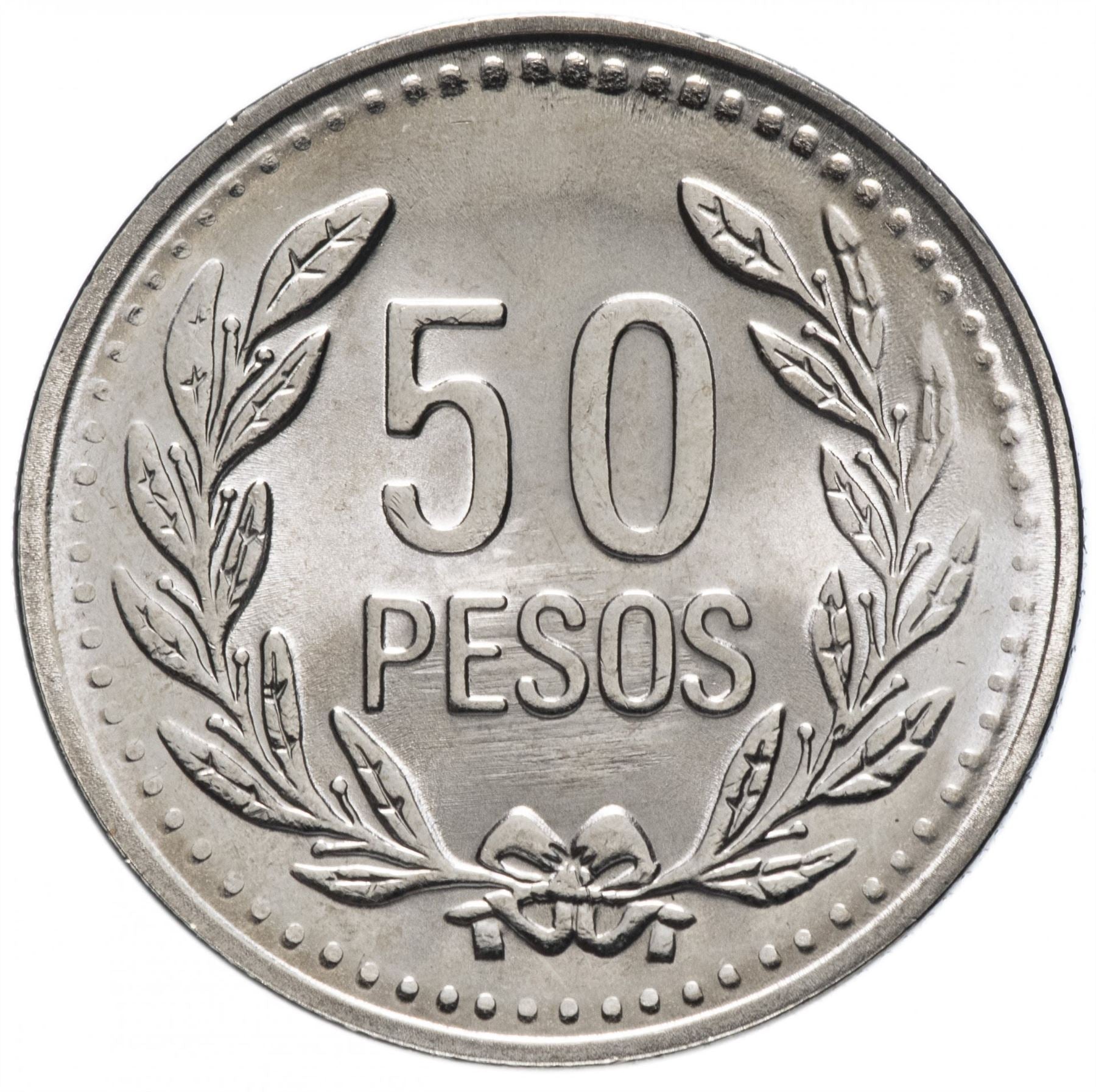 Colombia 50 Pesos | Wreath Coin | 2007 - 2012