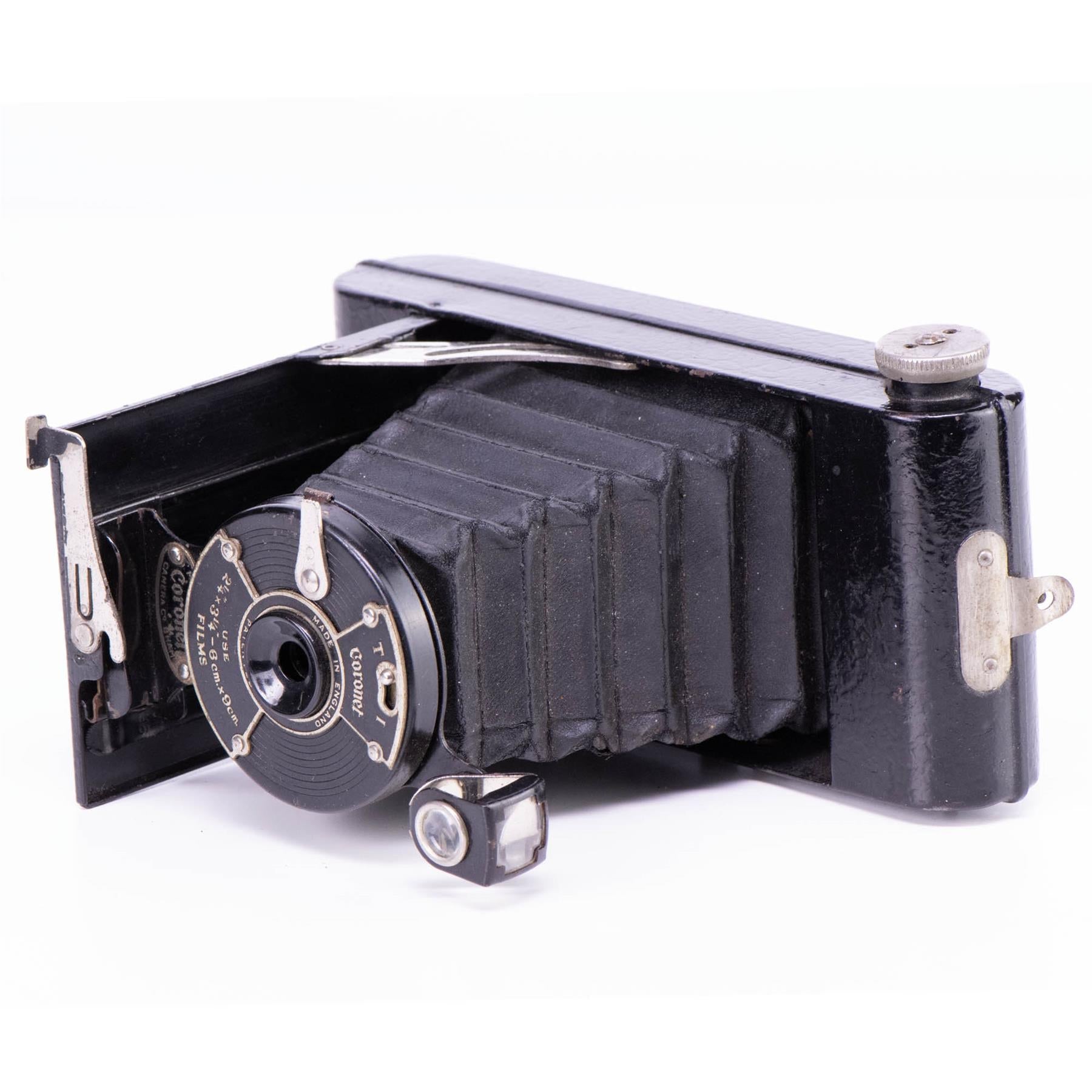 Coronet Folding Camera | 105mm f11 Meniscus lens | England | Black | 1926