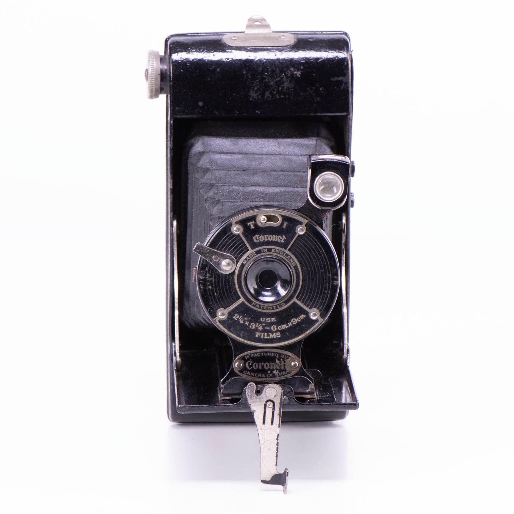 Coronet Folding Camera | 105mm f11 Meniscus lens | England | Black | 1926