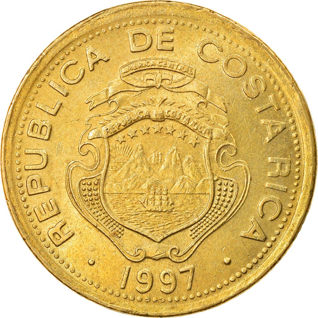 Costa Rica 5 Colones Coin | Stars | Volcno | Ship | Sun | KM227a | 1997