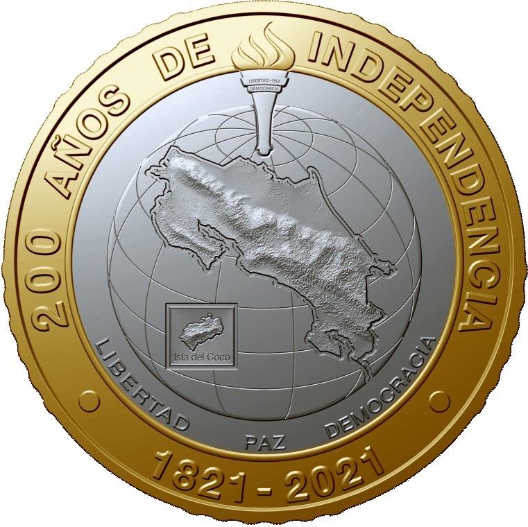 Costa Rica 500 Colones Coin | Torch | Map | Globe | 2021