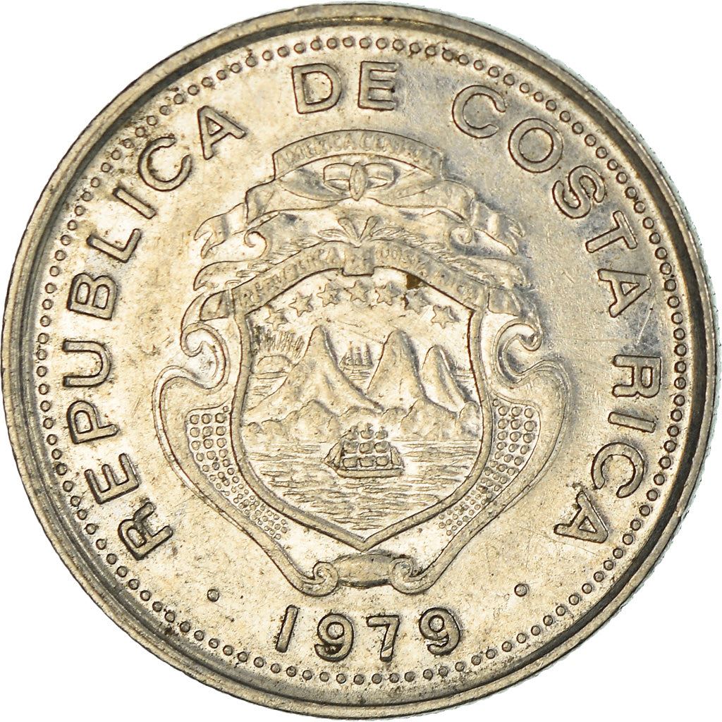 Costa Rica Coin | 10 Céntimos | Stars | Volcno | Ship | Sun | KM185.2b | 1979