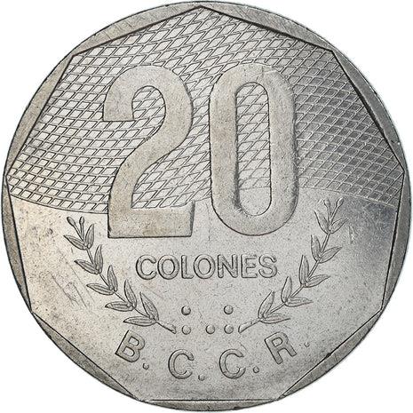 Costa Rica Coin | 20 Colones | Stars | Volcno | Ship | Sun | KM216.1 | 1983