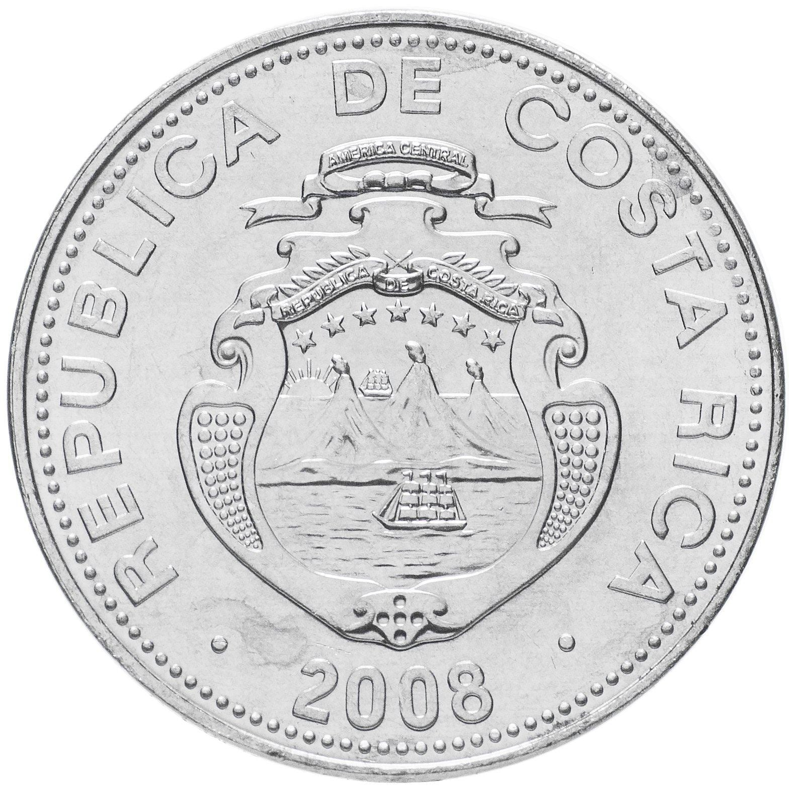 Costa Rica Coin | 5 Colones | Stars | Volcno | Ship | Sun | KM227b | 2005 - 2016