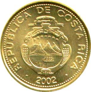 Costa Rica Coin | 50 Colones | Stars | Volcno | Ship | Sun | KM231.1a | 2002