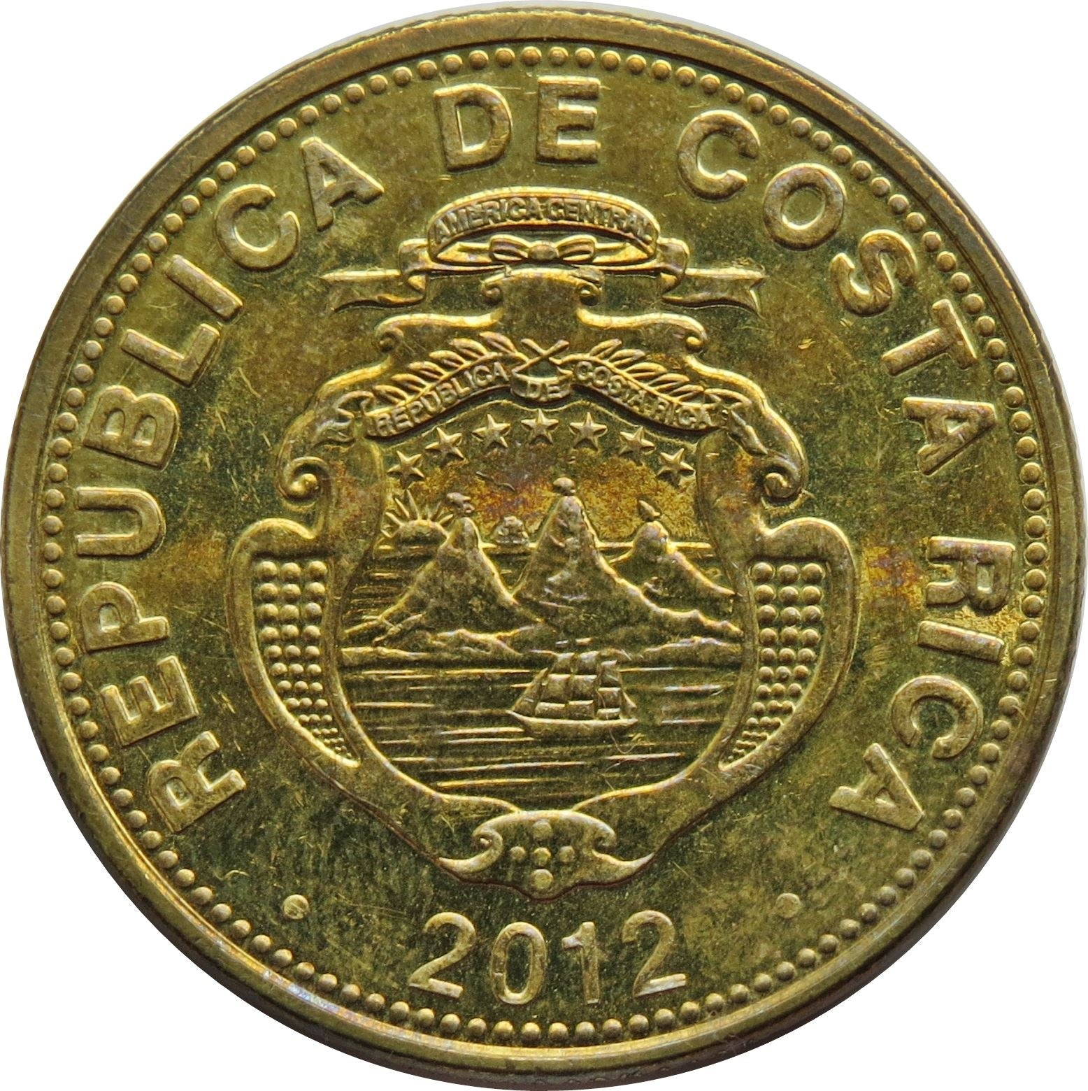 Costa Rica Coin | 50 Colones | Stars | Volcno | Ship | Sun | KM231.1b | 2006 - 2015