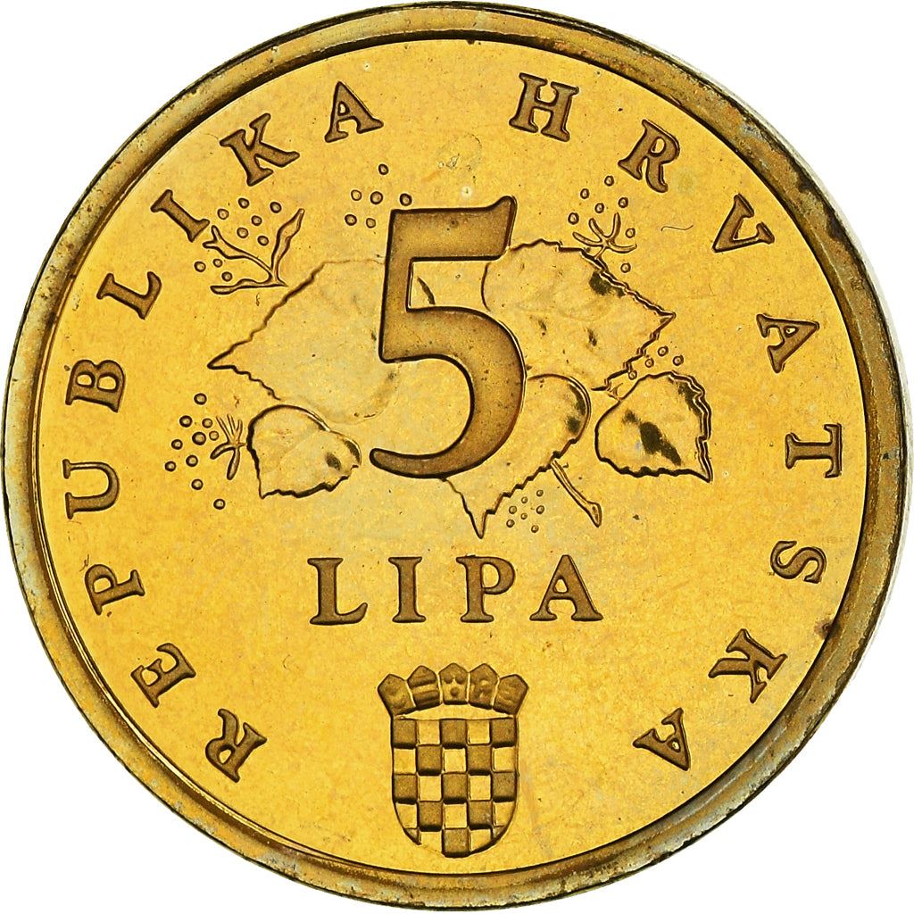 Croatia Coin Croatian 5 Lipa | Linden Branch | Red Oak | KM15 | 1994 - 2020