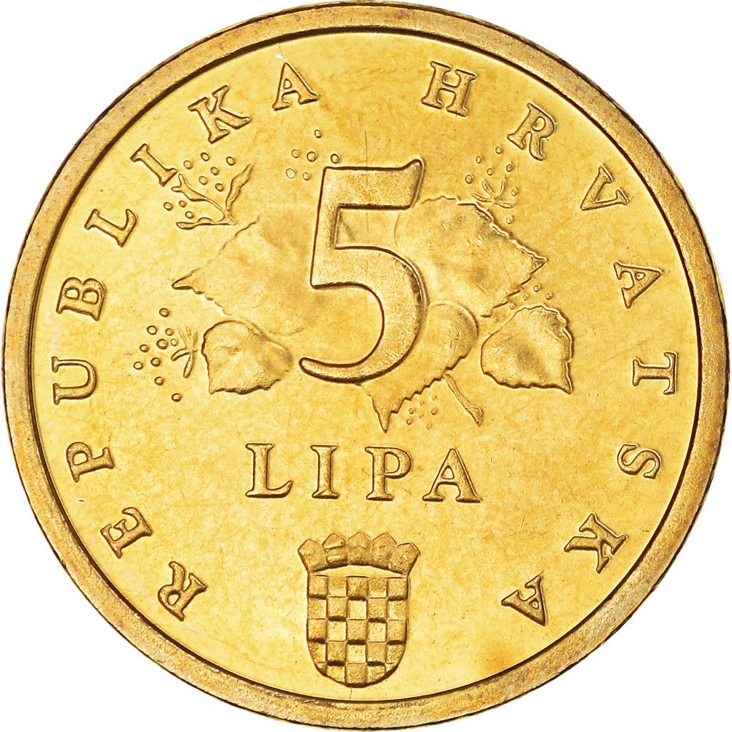 Croatia Coin Croatian 5 Lipa | Red Oak Branch | KM5 | 1993 - 2021