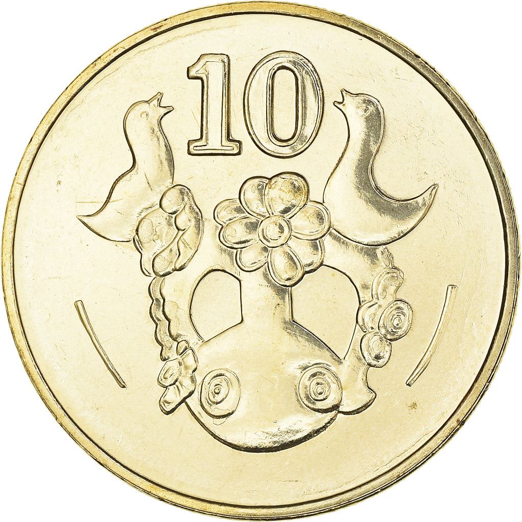 Cyprus 10 Cents Coin | Phini Village Vase | KM56.3 | 1991 - 2004