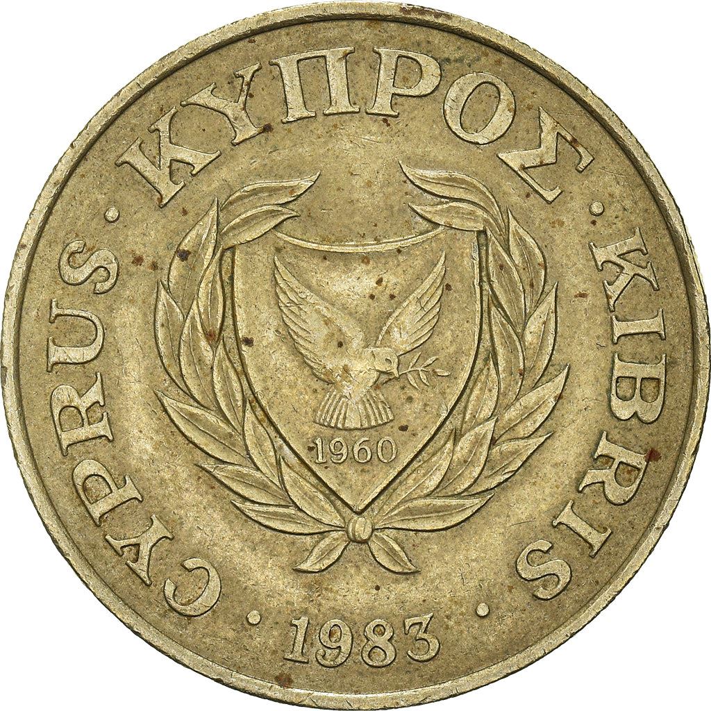 Cyprus | 20 Cents Coin | Pied Wheatear | KM57.1 | 1983