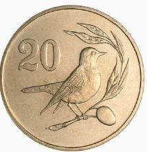 Cyprus | 20 Cents Coin | Pied Wheatear | KM57.1 | 1983