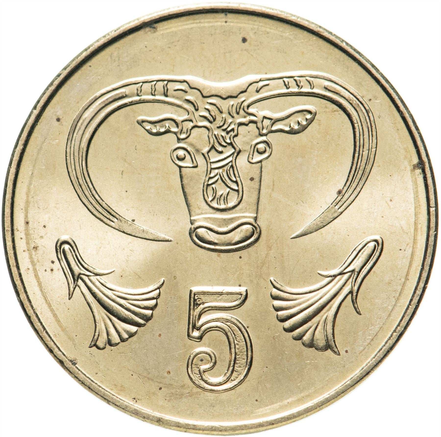 Cyprus 5 Cents Coin | Bull | KM55.3 | 1991 - 2004