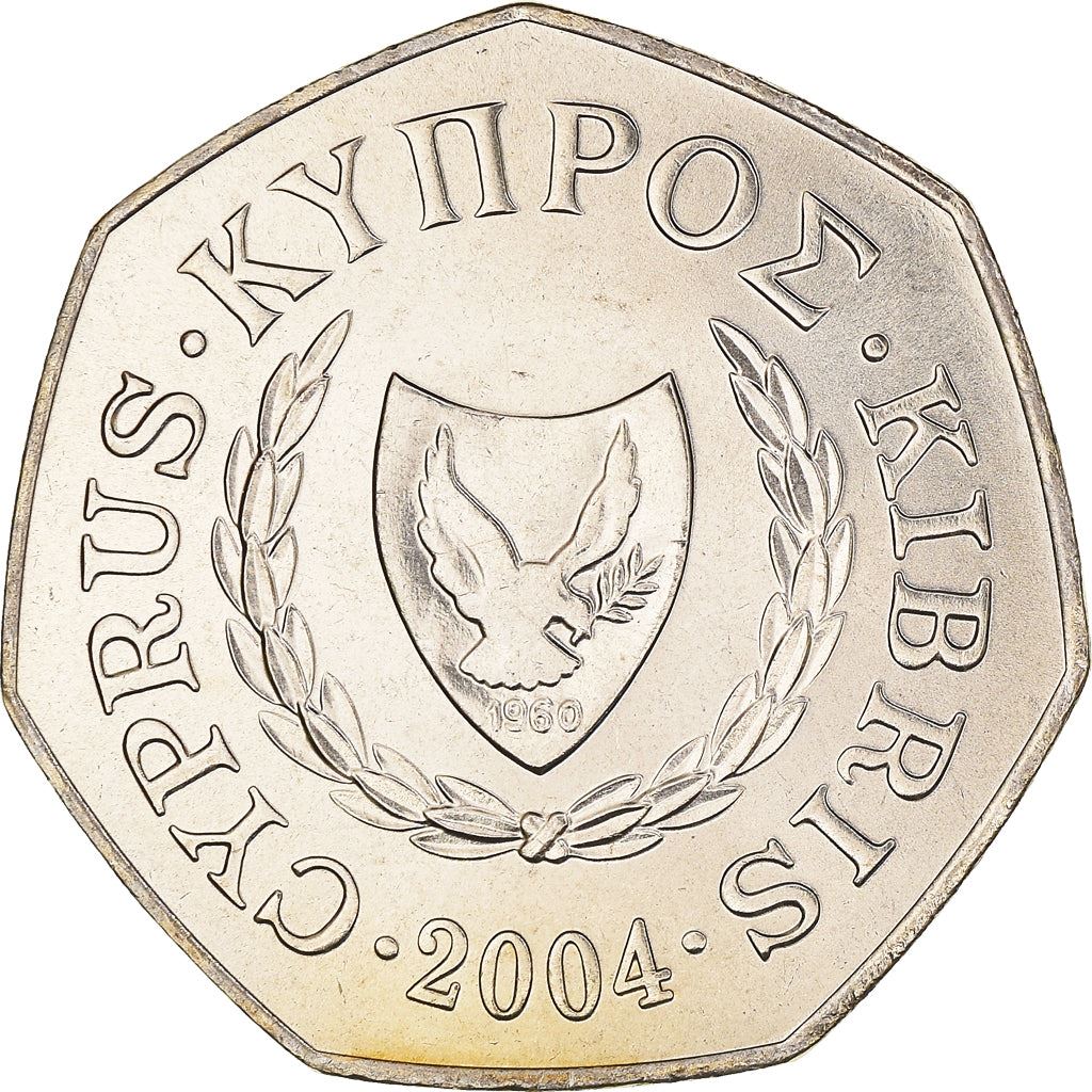 Cyprus 50 Cents Coin | Abduction of Europe | Zeus | Bull | KM66 | 1991 - 2004