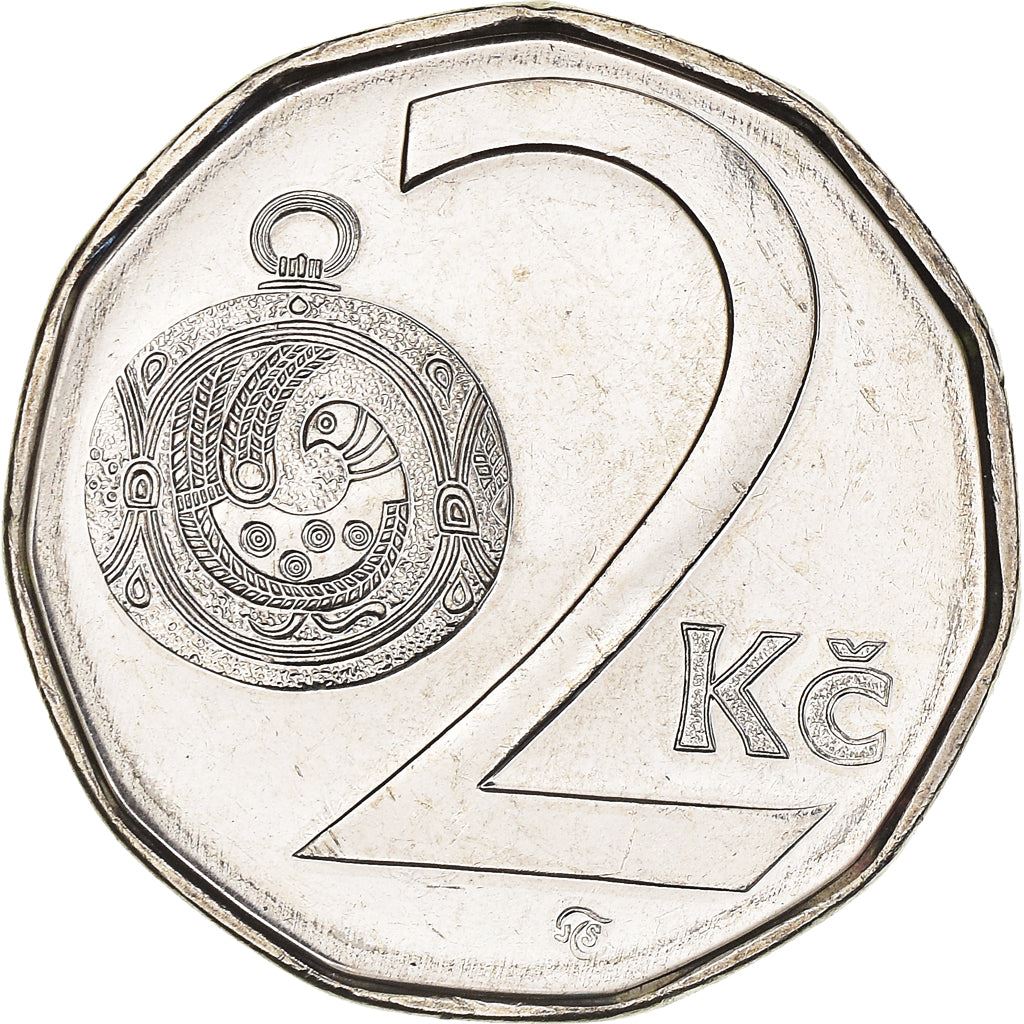 Czech Republic Coin Czech 2 Koruny | Lion | Great Moravian Button Jewel | KM9 | 1993 - 2021