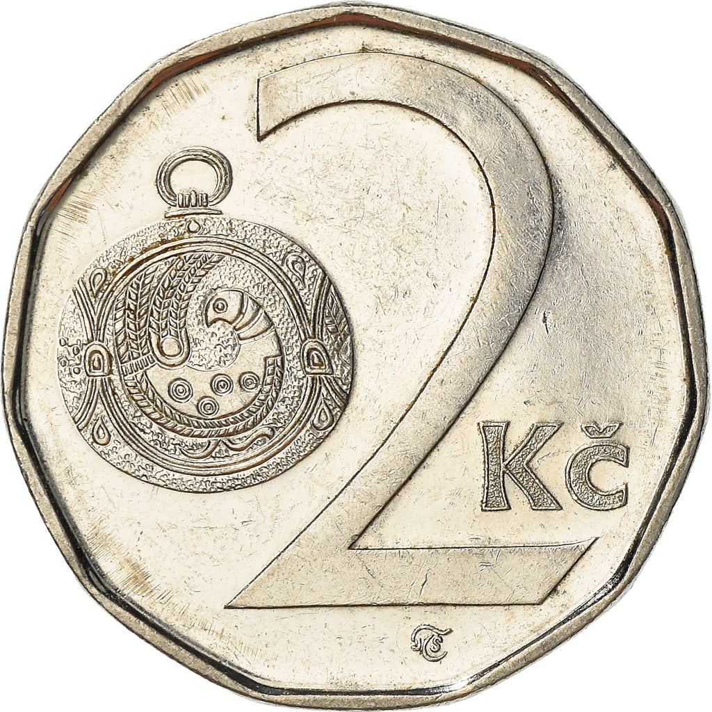 Czech Republic Coin Czech 2 Koruny | Lion | Great Moravian Button Jewel | KM9 | 1993 - 2021