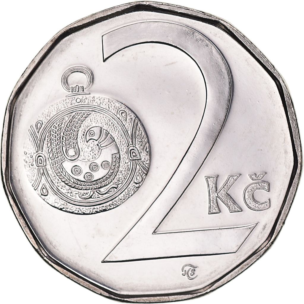 Czech Republic Coin Czech 2 Koruny | Lion | Great Moravian Button Jewel | KM9 | 1993 - 2021