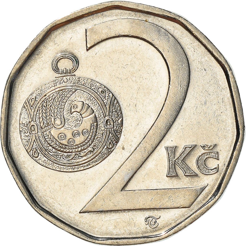 Czech Republic Coin Czech 2 Koruny | Lion | Great Moravian Button Jewel | KM9 | 1993 - 2021