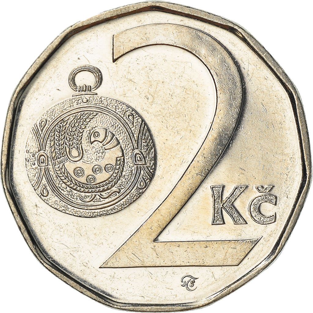 Czech Republic Coin Czech 2 Koruny | Lion | Great Moravian Button Jewel | KM9 | 1993 - 2021