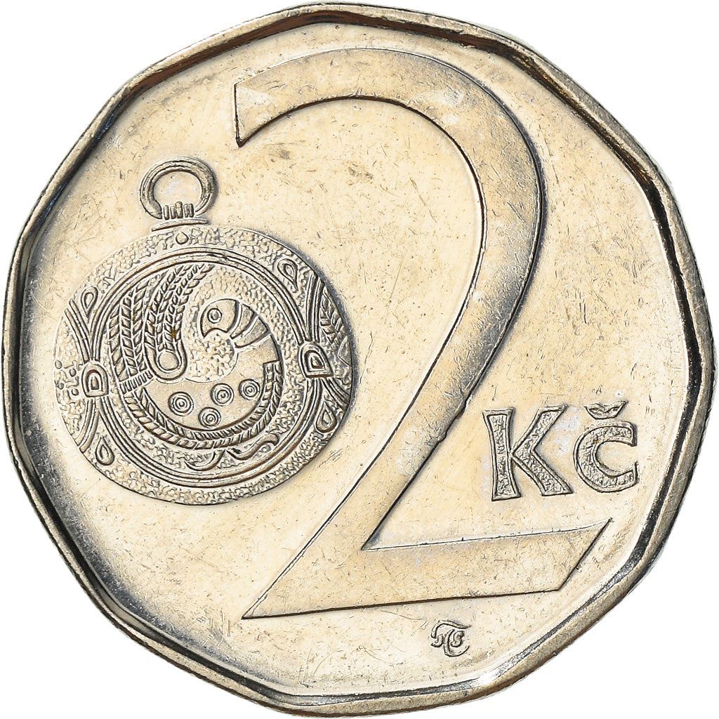 Czech Republic Coin Czech 2 Koruny | Lion | Great Moravian Button Jewel | KM9 | 1993 - 2021