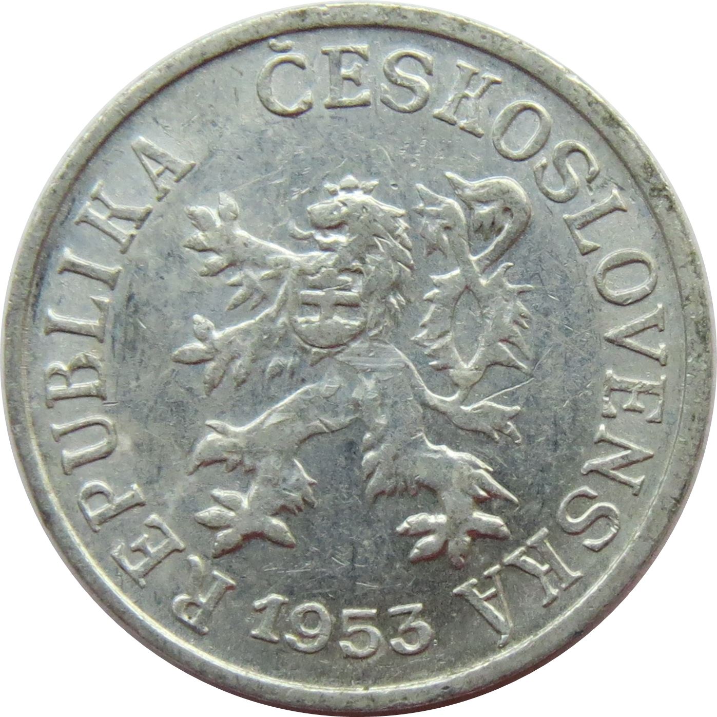 Czechoslovakia 1 Haler Coin | Lion | Linden Wreath | Star | KM35 | 1953 - 1960