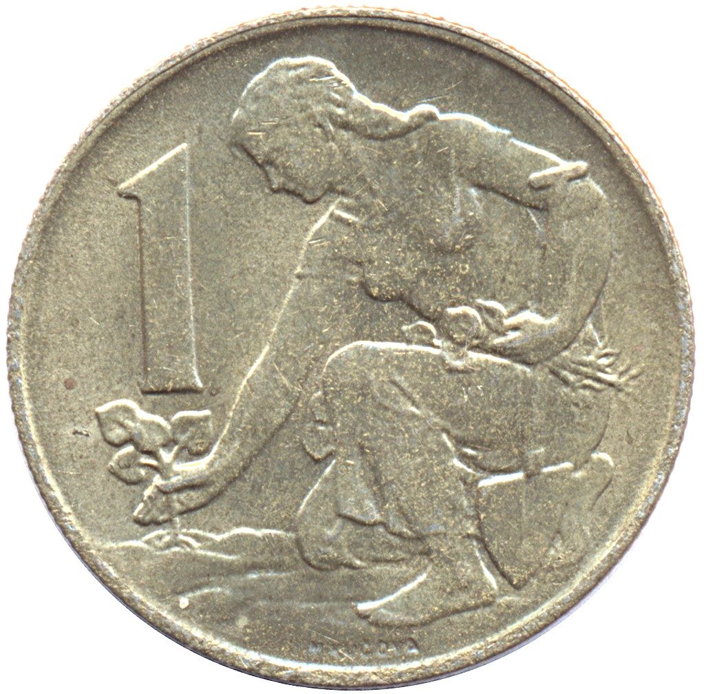 Czechoslovakia 1 Koruna Coin | Linden Sprig | KM50 | 1961 - 1990