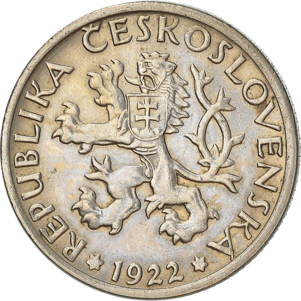 Czechoslovakia | 1 Koruna Coin | Sickle | Lion | KM4 | 1922 - 1938