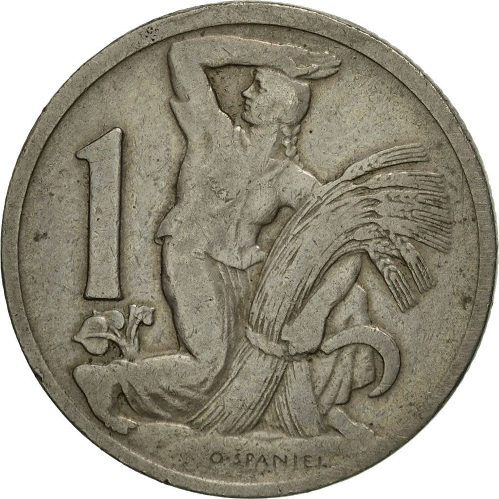 Czechoslovakia | 1 Koruna Coin | Sickle | Lion | KM4 | 1922 - 1938